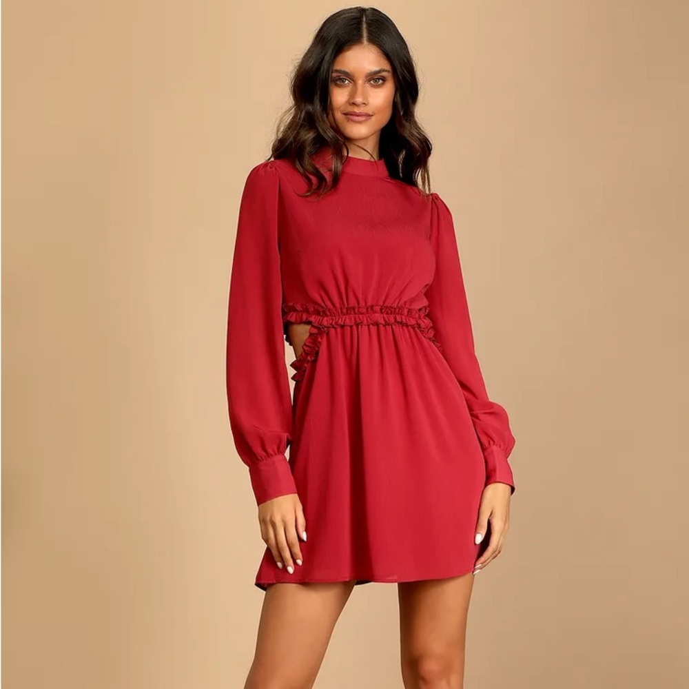 Lulu Autumn Bliss Rusty Rose Long Sleeve Cutout Mini Dress
Lulus size small *NWT